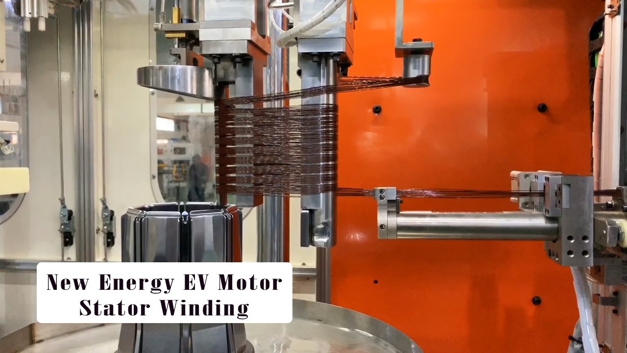 EV motor stator winding machine and coil inserting machine
