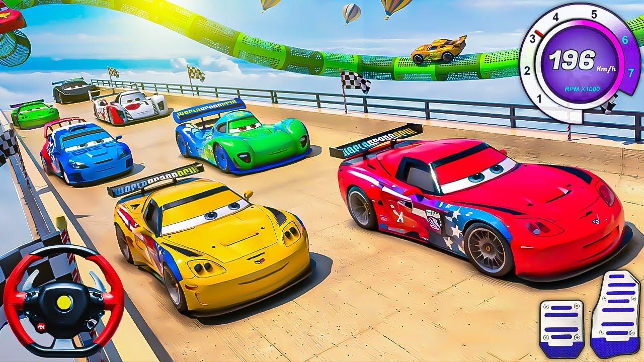 Crazy GT Stunt Car Racing 2025 - Impossible Car Lightning McQueen Stunt Ramp - Android Gameplay