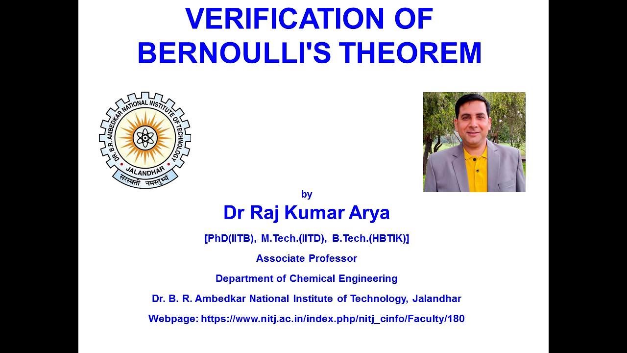 Bernoulli's experiment #Dr Raj Kumar Arya#Chemical Engg.#NIT Jalandhar