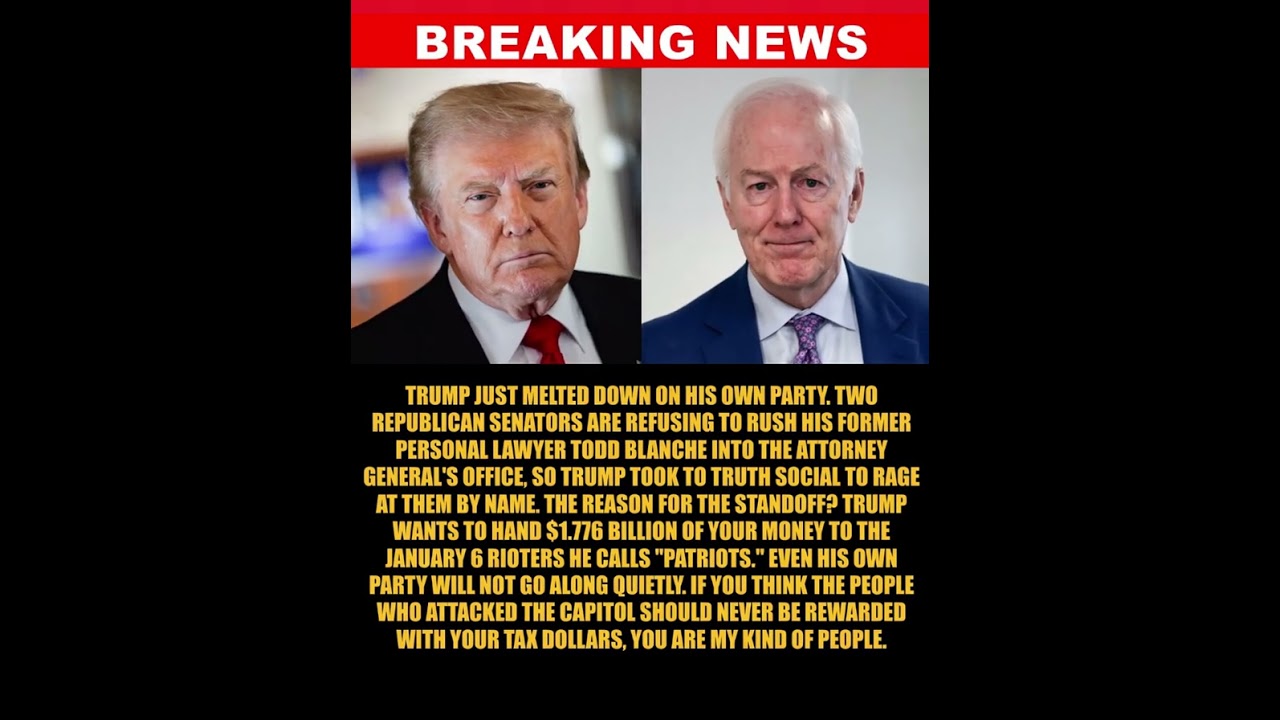 BREAKING: Trump turns on his own Republican senator over $1.776 billion payout to January 6....