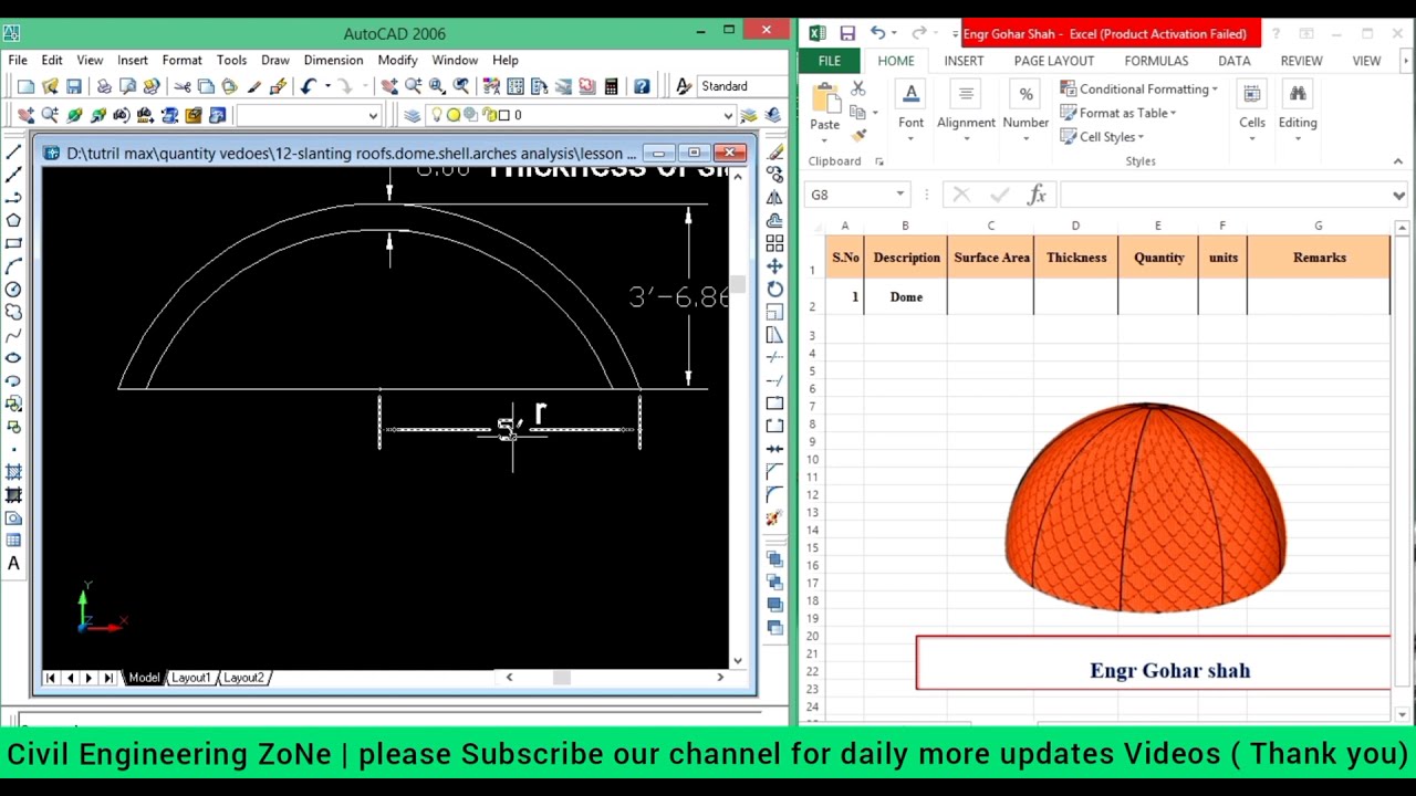 Dome concrete quantity calculation | Dome quantity Estimation