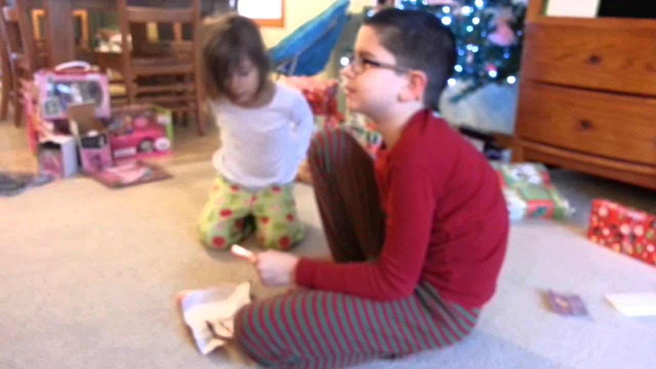 Galvin and Gwen Opening Presents Christmas 2013