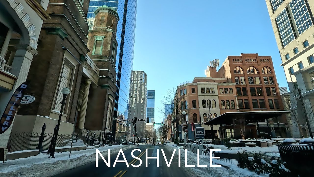 Nashville Tennessee City Drive in the snow 4K - Driving Tour