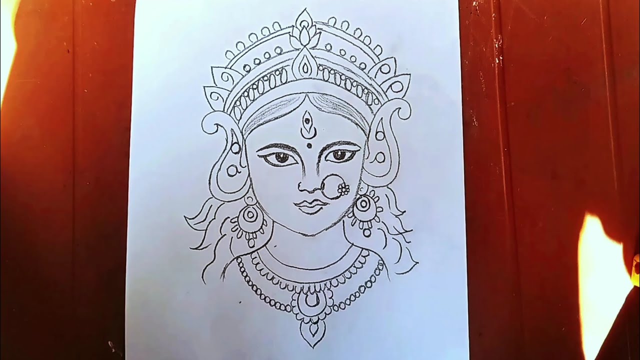 How to Draw Maa Durga Face Step by Step 🎨 | Full Drawing Video