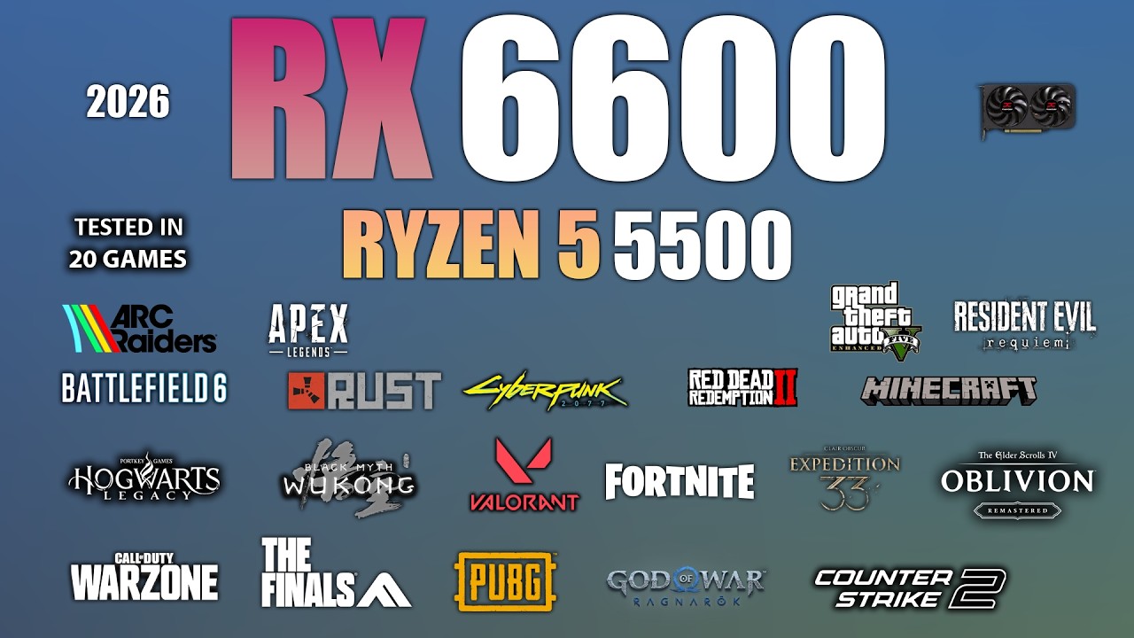 RX 6600 + Ryzen 5 5500 : Test in 20 Games - RX 6600 Gaming test