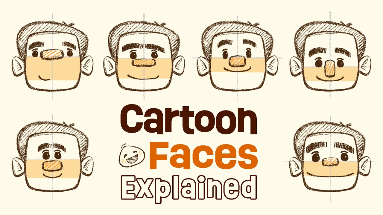 How To Draw Cartoon Faces- Step by step tutorial- Shapes. Expressions. Proportions. Age
