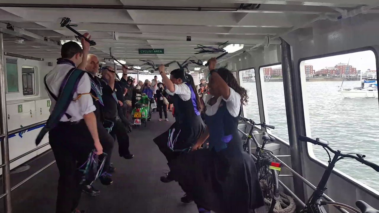 Victory day of dance on Gosport ferry with customs and exiles.