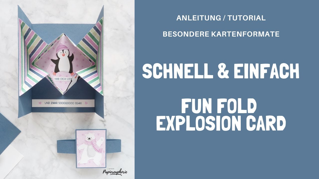 einfach: tutorial fun fold explosion card  Sale-a-bration DSP Pinguin & Co/ Stampin' Up!