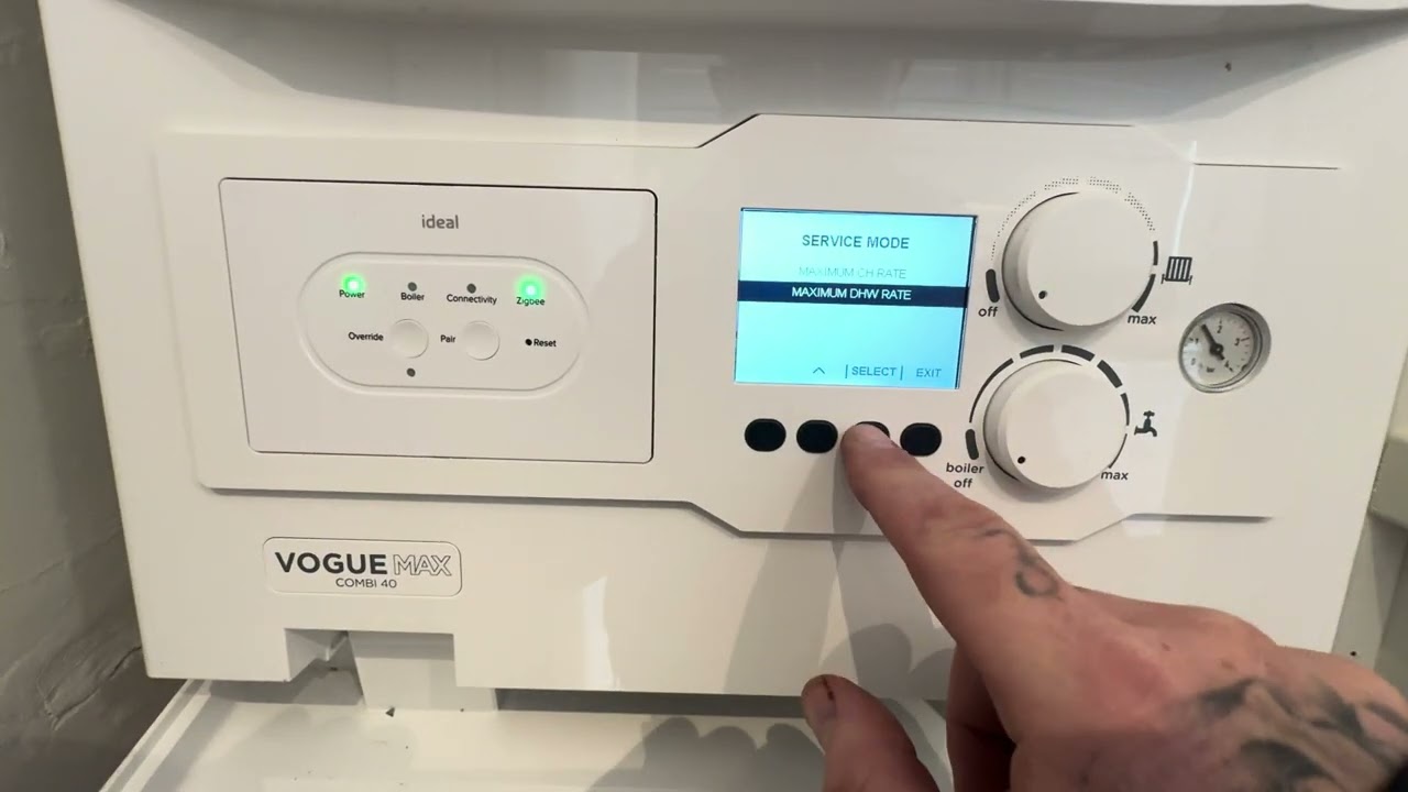 How do I put an Ideal Vogue boiler into service mode?