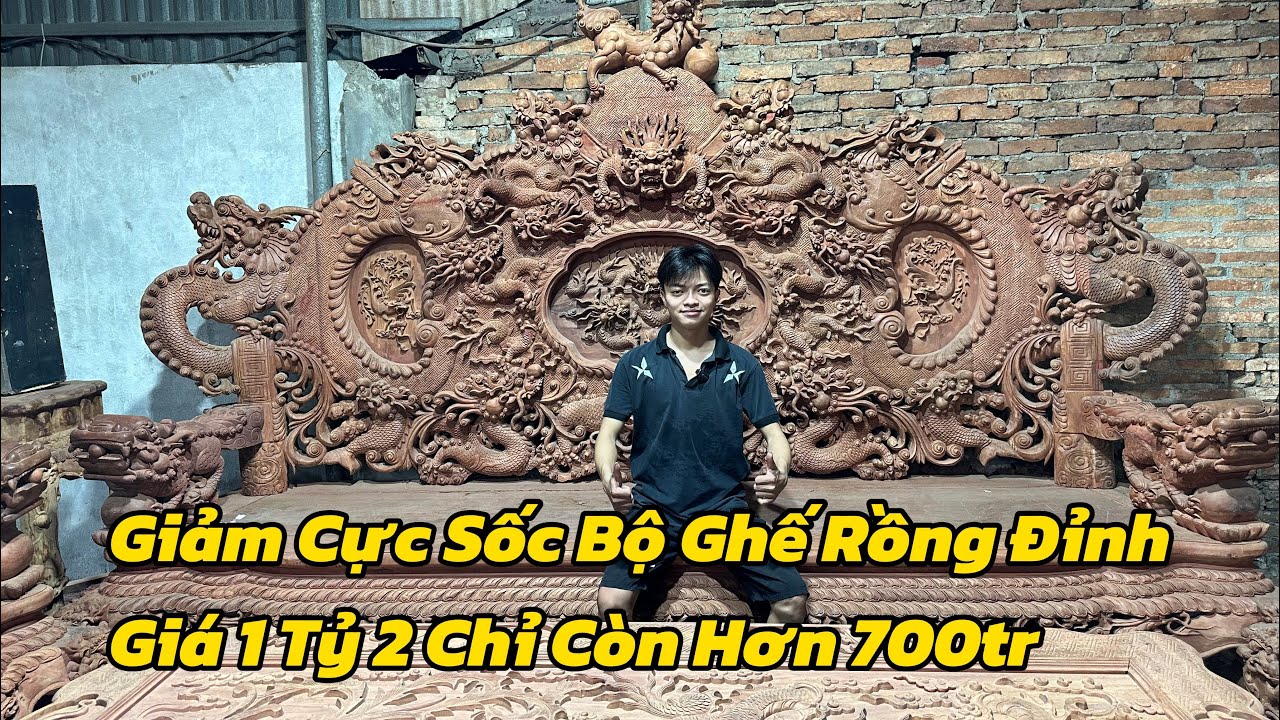 Thanh Lí Xả Bộ Ghế Rồng Đỉnh 1Tỷ2 Chỉ Còn 7xx Hàng 12 Món Gỗ Hương Lào | Đồ Gỗ Vũ Huy
