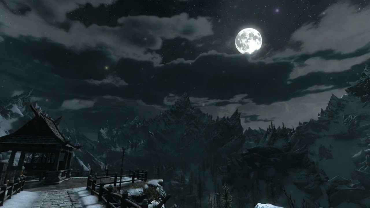 Frozen Nordic Realm - Skyrim Inspired Ambient Music | 1 Hour | 4K 🗻