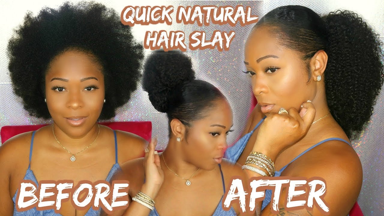 I Laid My Natural Hair: How To Do A Sleek Ponytail On Short Natural Hair | Thick Curly Hair
