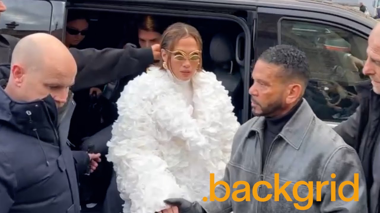 Jennifer Lopez arrives at the Schiaparelli fashion show in Paris, France