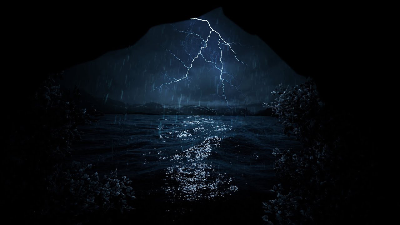 Ocean Thunder and Powerful Rain Sounds | Dimmed Screen Thunderstorm and Waves to Fall Asleep