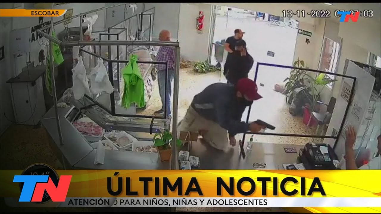 ESCOBAR I  Horror en en una carniceria: tres ladrones entraron a robar y le dispararon al dueño