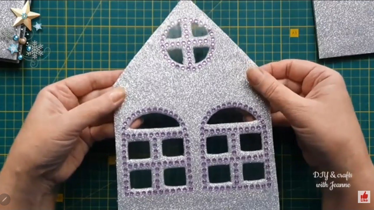 Новогодний домик из фоамирана. Christmas 3D Decorations/ Glitter Foam 3D Decorations For Christmas/