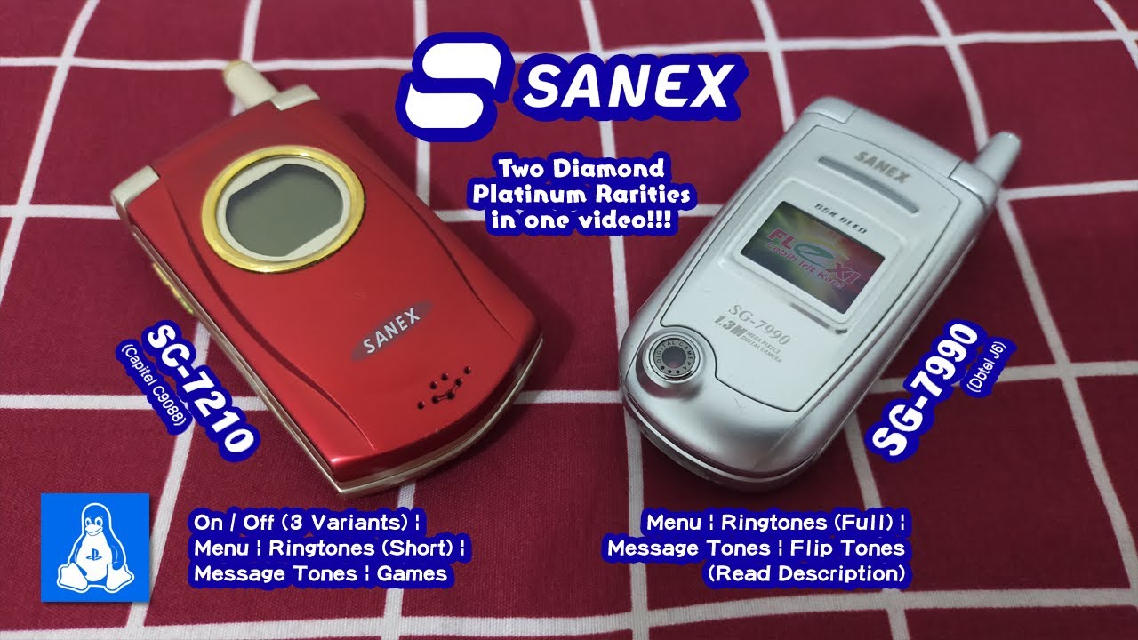 Sanex SC-7210 • On/Off (3 var.) | Menu | Ringtones (Short) | Games • SG-7990 • Menu | Ringtones