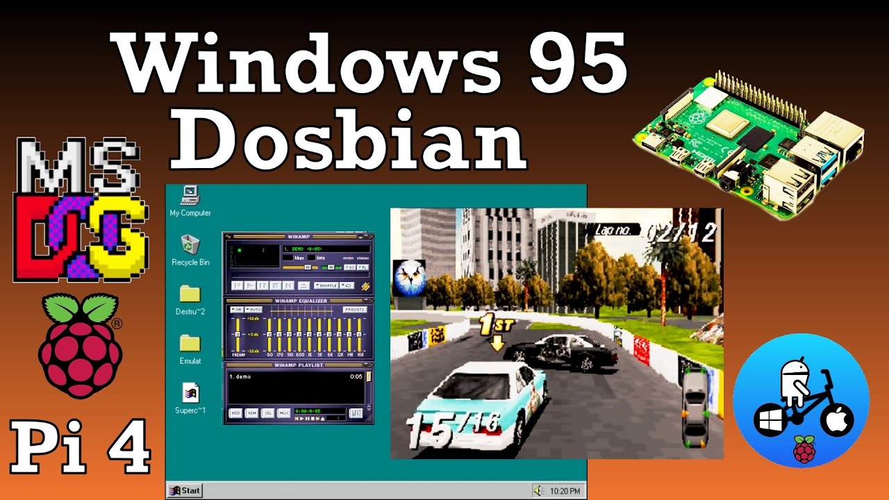 Windows 95 running on Raspberry Pi 4. Dosbian 486DX.