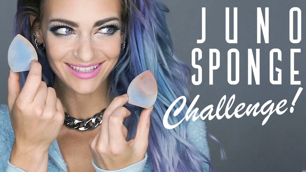 Full Face Makeup only using a SPONGE!? | JUNO SPONGE CHALLENGE