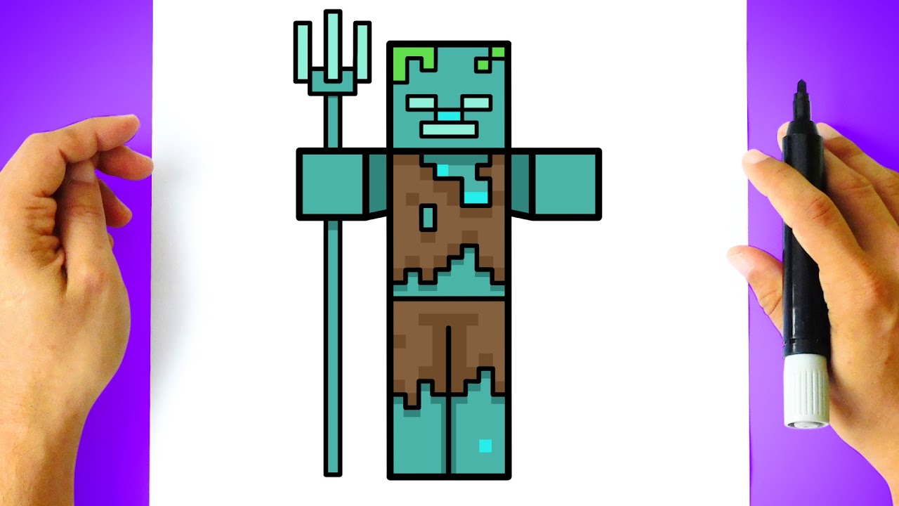 Como DESENHAR o AFOGADO - Cómo DIBUJAR a ZOMBIE AHOGADO - How to DRAW MINECRAFT Characters