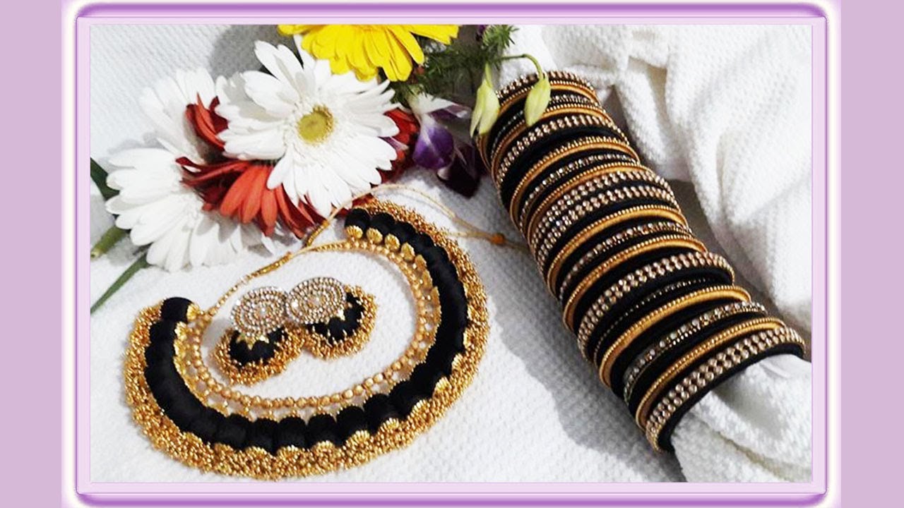 Stylish & Traditional Silk Thread Choker Necklace/Silk thread Necklace set with earrings and bangles