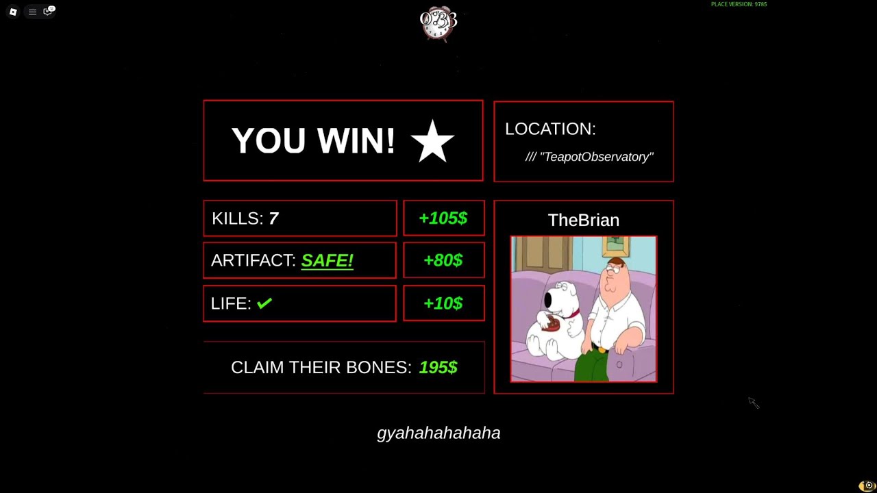 Winning as TheBrian Slacker In Roblox Break in and steal thingz