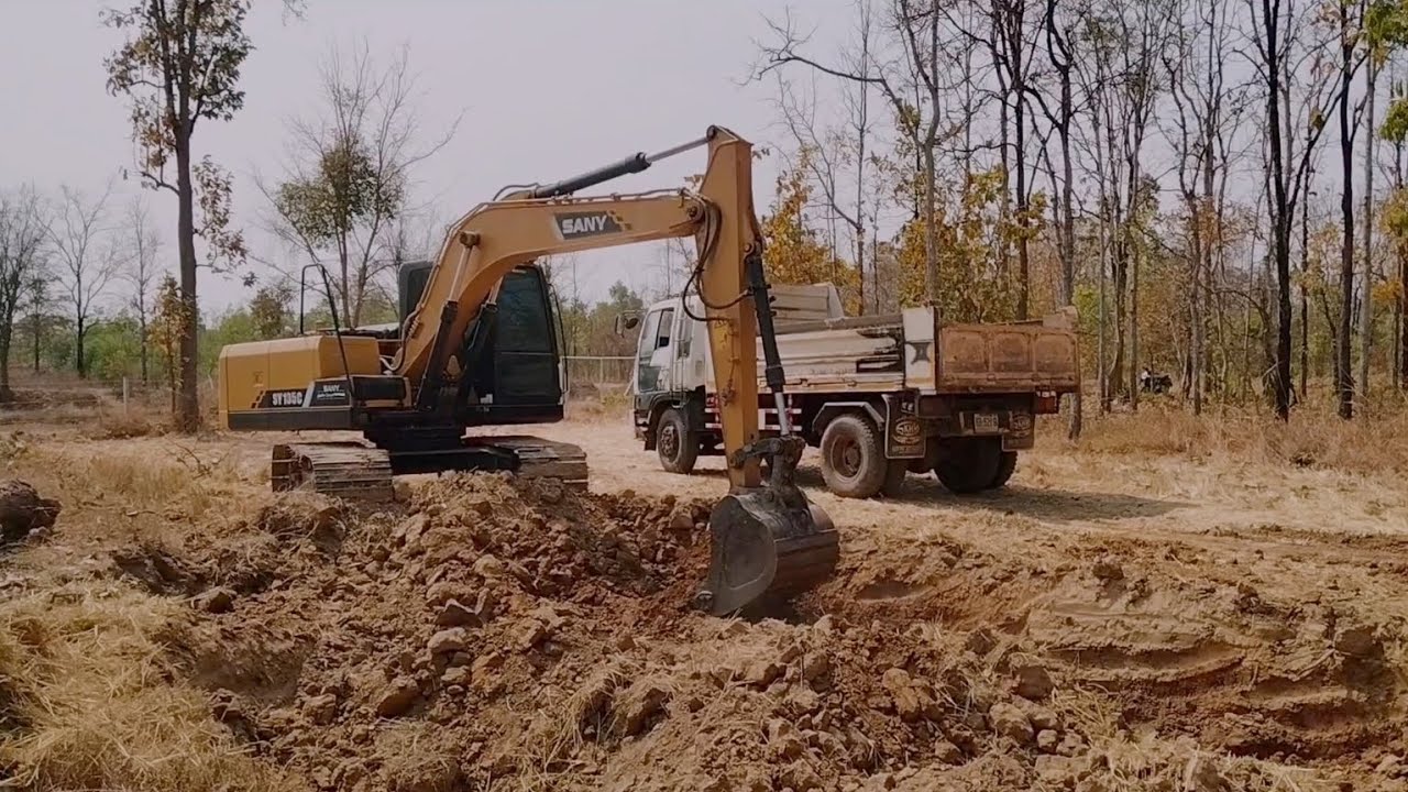 SANY Sy 135 C ทีมงานเสี่ยโอ๋ เปิดบ่อตักหินลูกรัง ทีมงาน 6 ล้อดั้ม DumpTruck