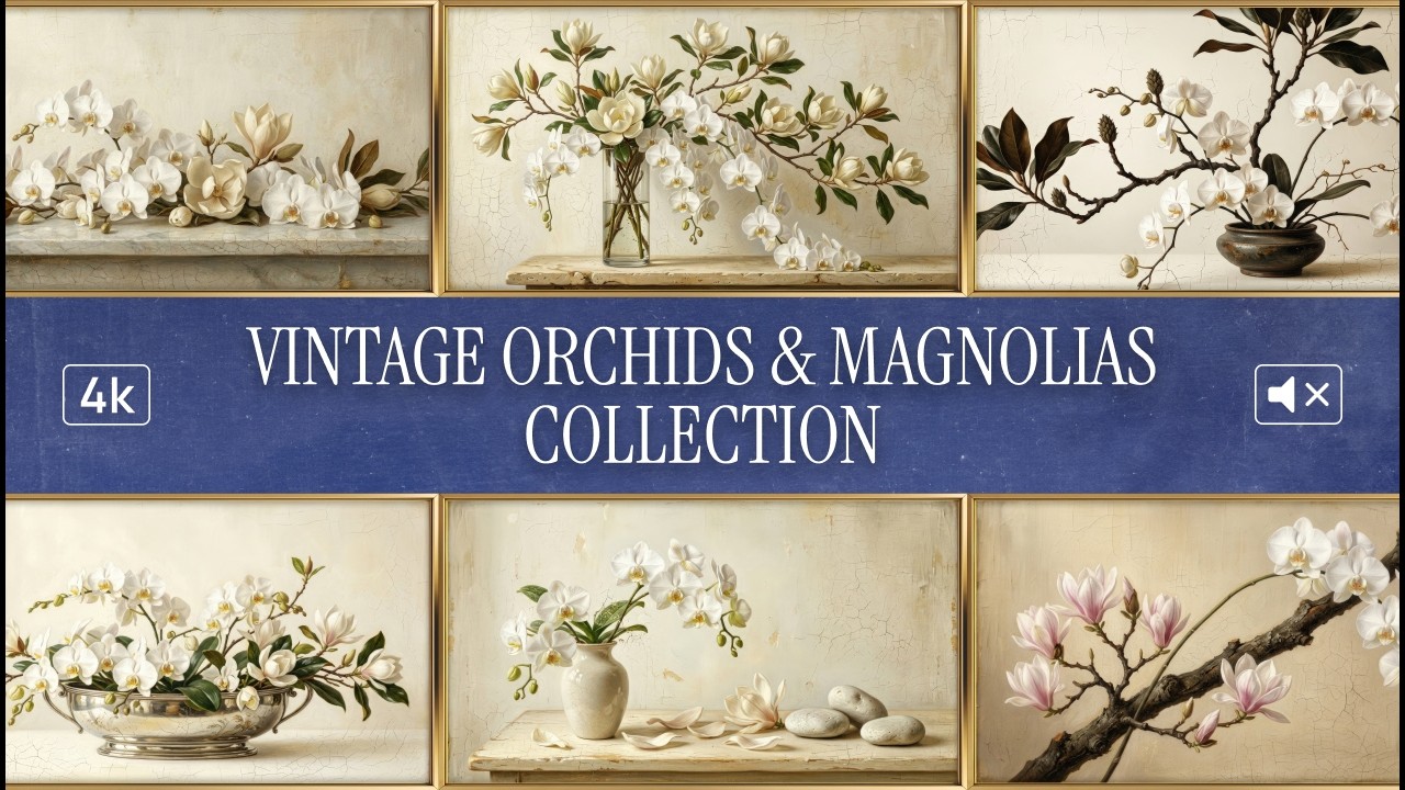 Vintage Orchids & Magnolias | 4K Frame TV Art | No Music