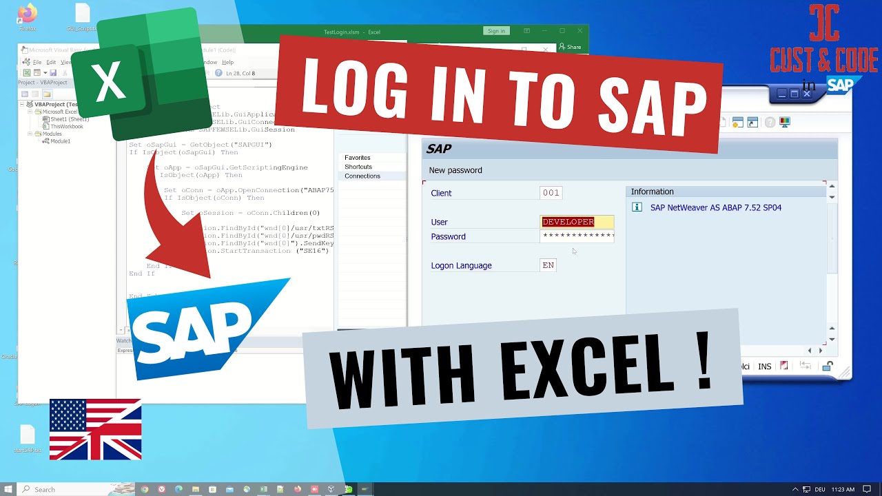 Вход в SAP с Excel и VBA — Открытие транзакции [английский]