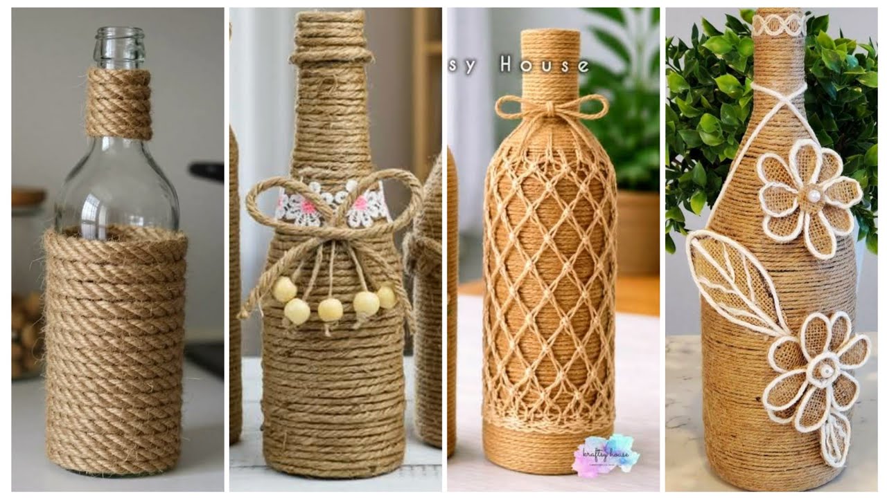 Handmade Jute Bottle Art | Elegant Rustic Home Decoration Ideas | DIY Craft at Home