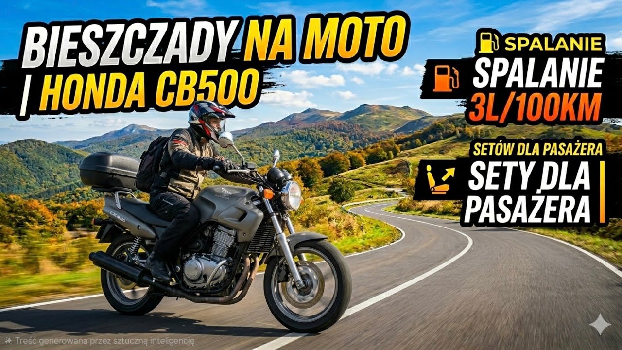 BIESZCZADY NA MOTO | HONDA CB500 SPALANIE 3L/100KM | DOROBIENIE SETÓW DLA PASAŻERA | URWANY SILNIK..