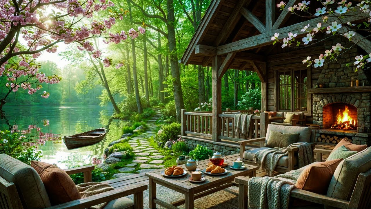Calm Spring Outdoor Cafe Sounds with Smooth Jazz Piano Music for Productivity