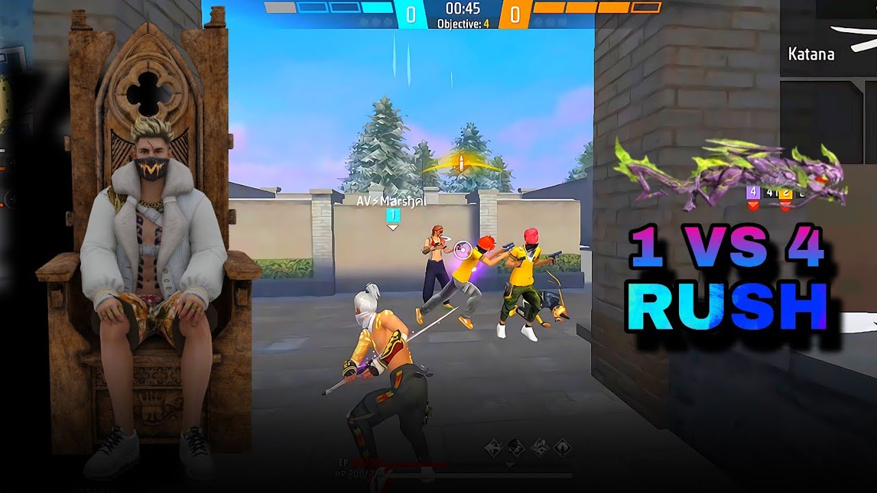 Solo VS Squad With Katana In CS Rank || CS RANK KATANA CHALLENGE ||