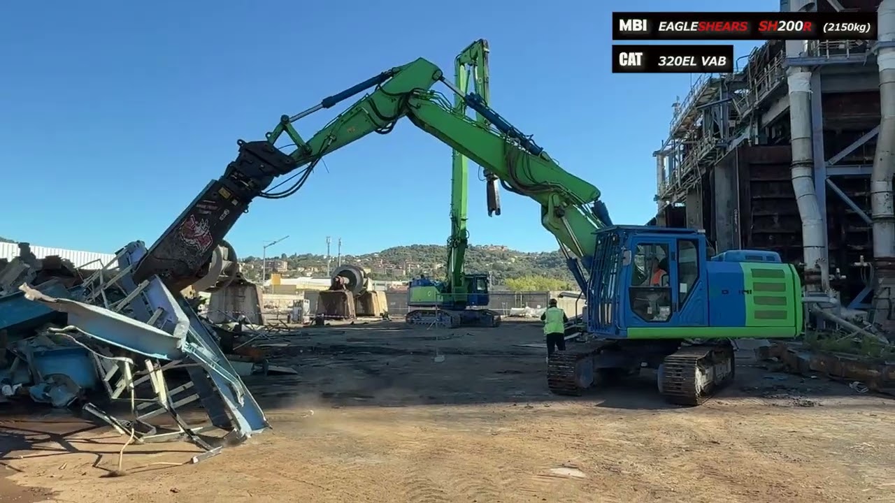 イタリア発電所解体現場スクラップ2次解体「MBIイーグルシャアSH200R〔2150kg〕ｘCAT320EL-VAB」OMINI社