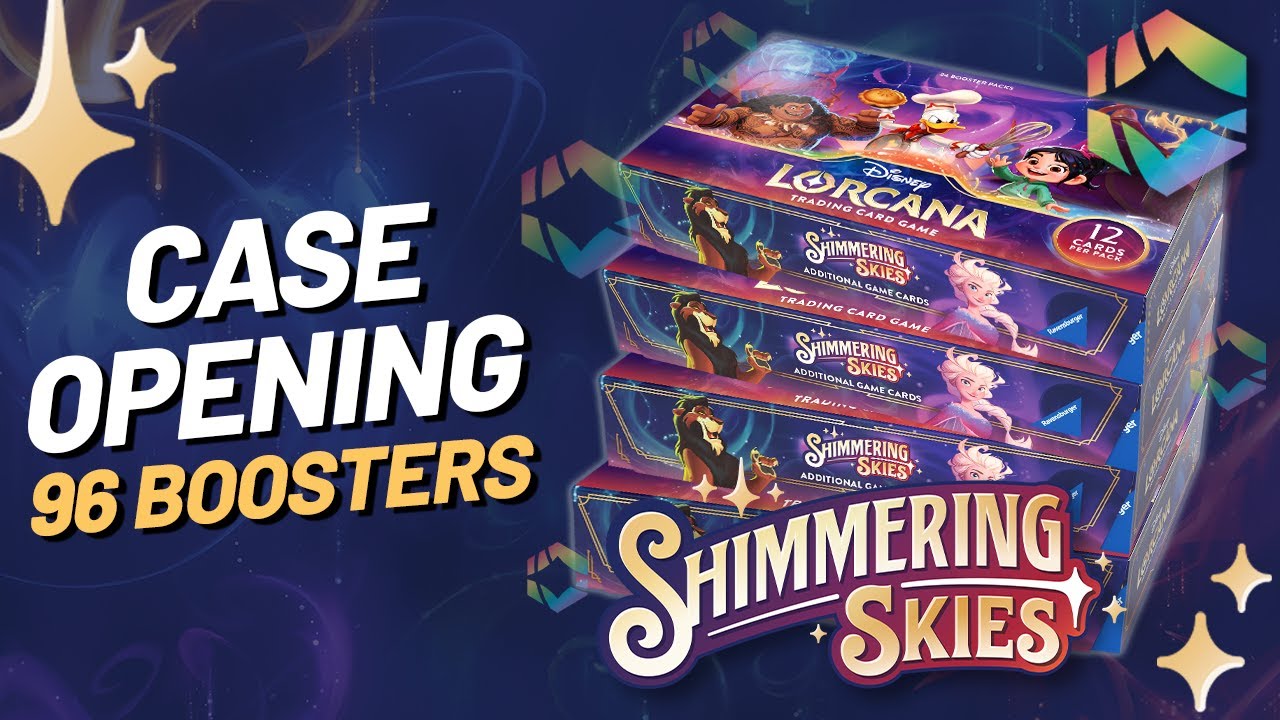 Shimmering Skies BOOSTER CASE OPENING | 4 Booster Boxes, 96 Booster Packs Disney Lorcana