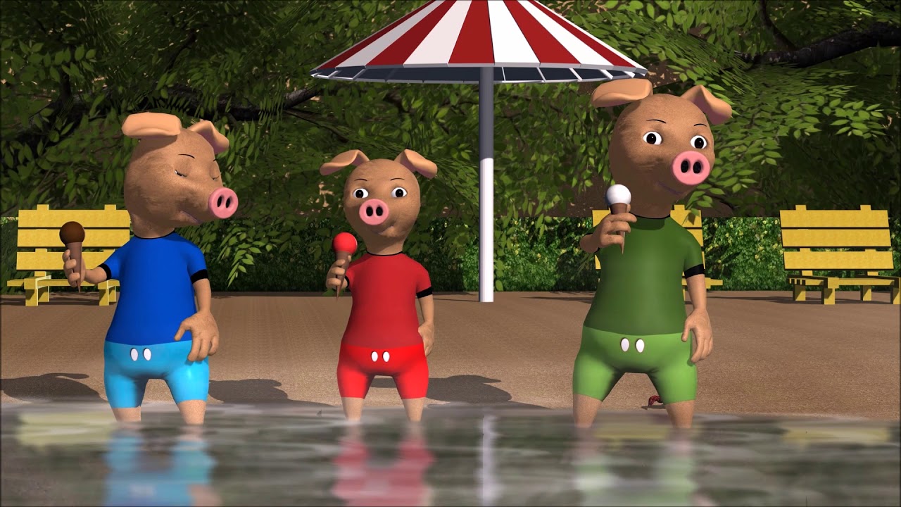 De drie biggetjes op het strand