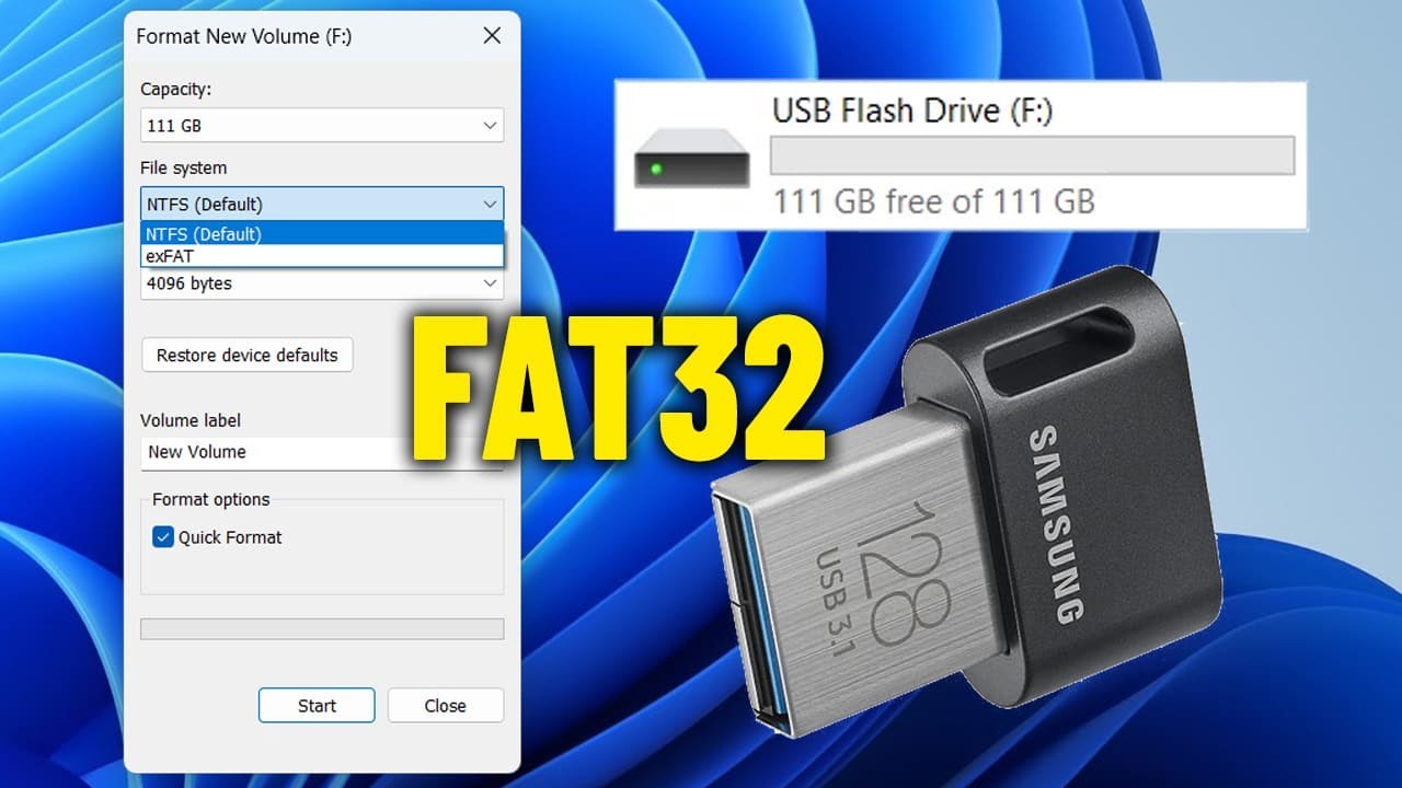Jak sformatować dysk flash USB większy niż 32 GB do formatu Fat32 ✅