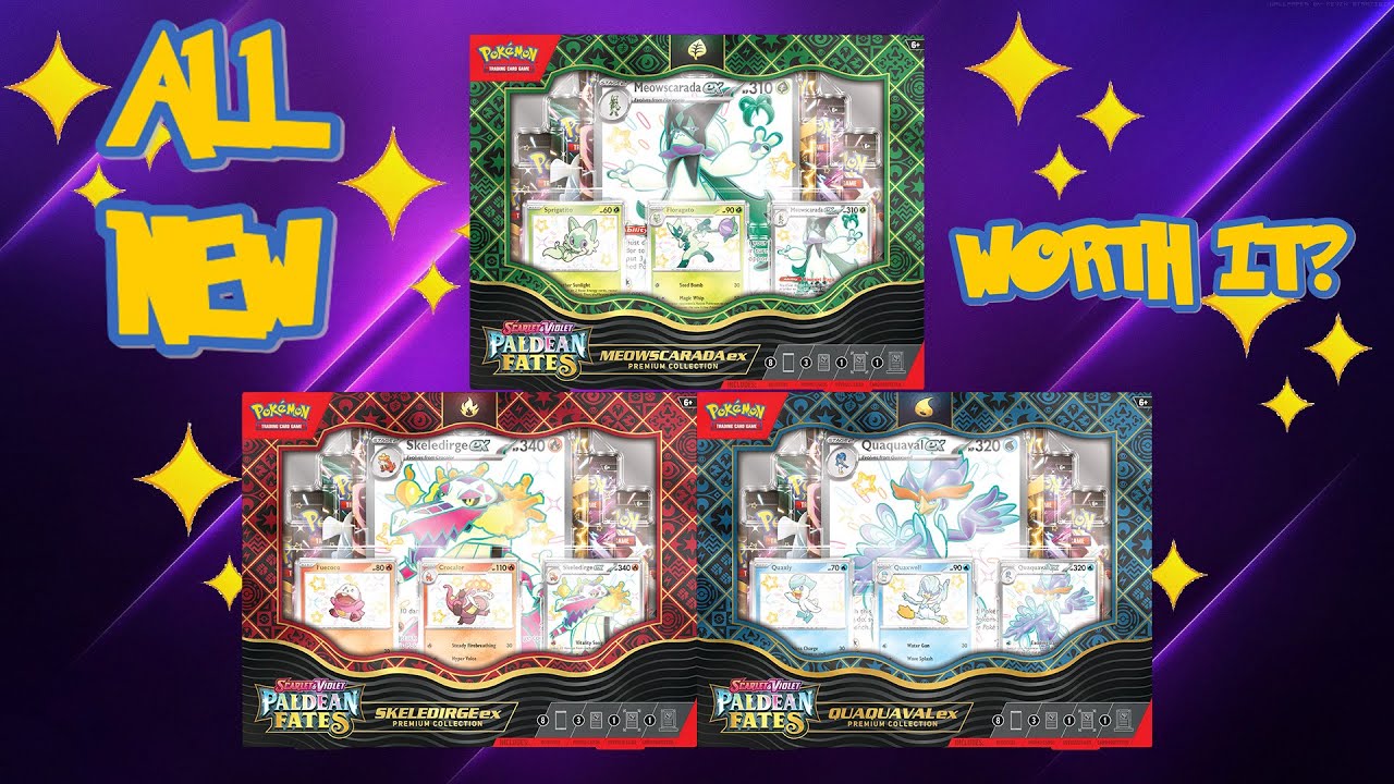 Opening *NEW* Pokemon Paldean Fates Meowscarada Ex, Skeledirge Ex & Quaquaval Ex Premium Collection