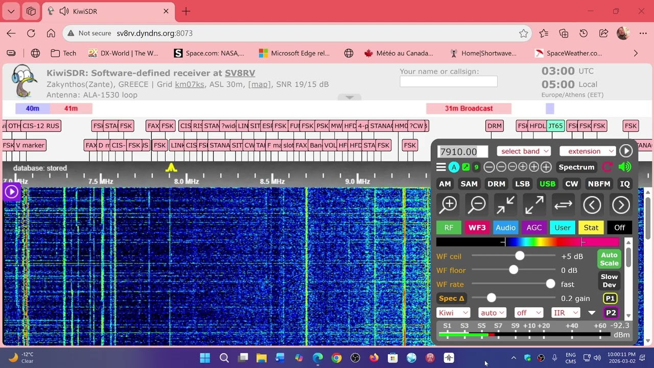 Possible Iranian Spy Number Station received via Greek SV8RV KiwiSDR 7910 kHz USB