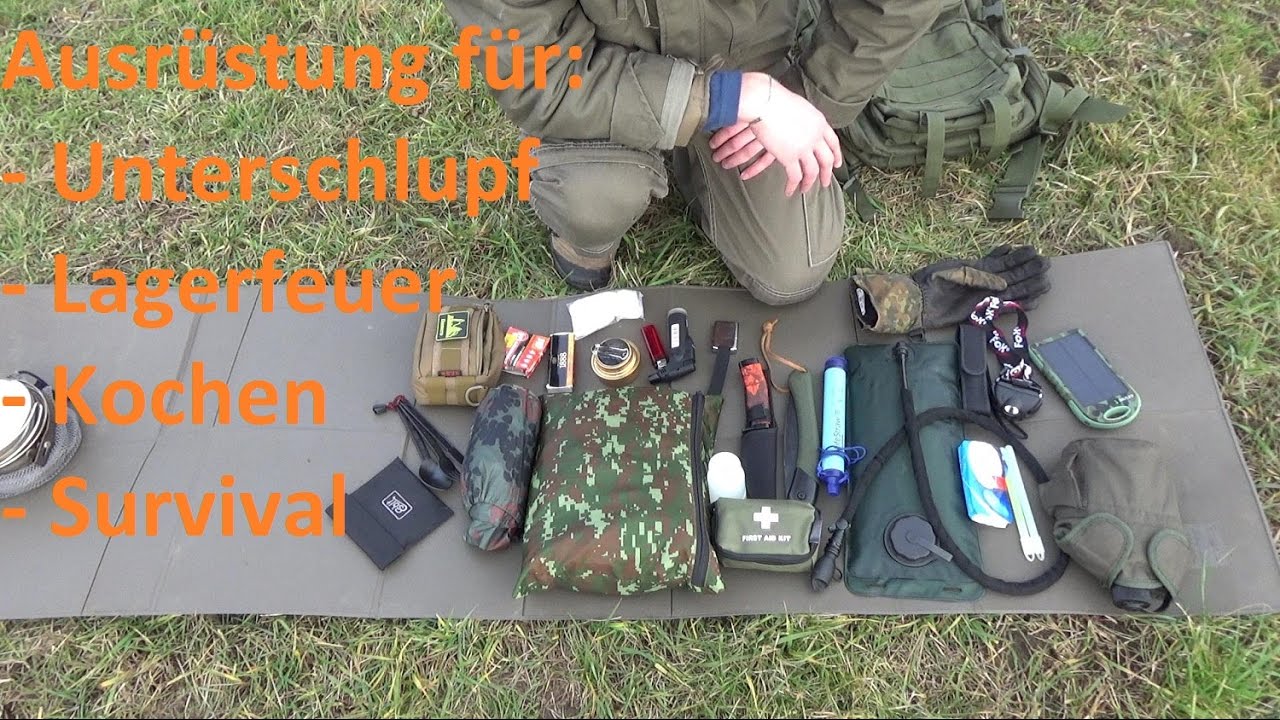 Outdoor Ausrüstung für einen Tag im Wald
