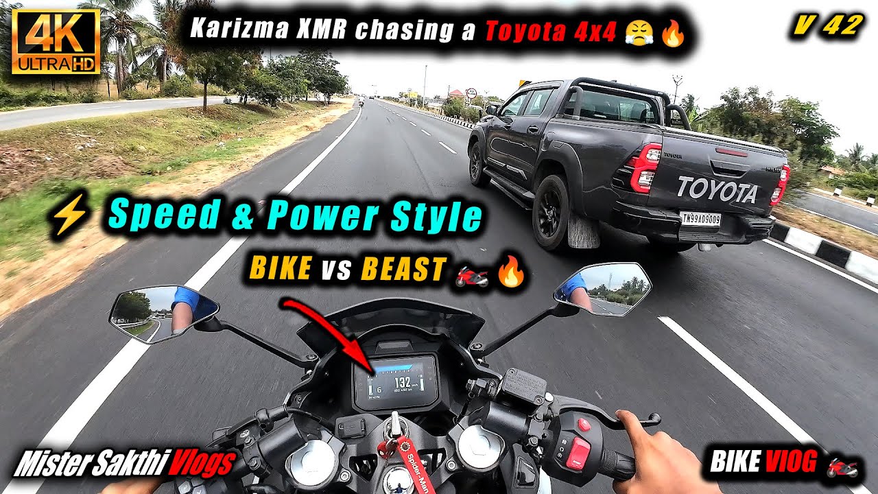 4K Highway Chase 🔥 Karizma XMR vs Toyota TRD Pro 4x4 | Tamil Moto Vlog