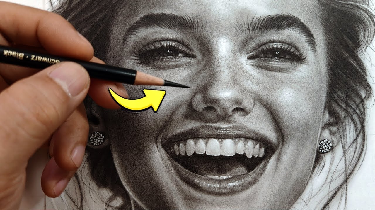 "Laughing Girl" Drawn using ✏️One Pencil- Hyper-Realistic Portrait Art😳