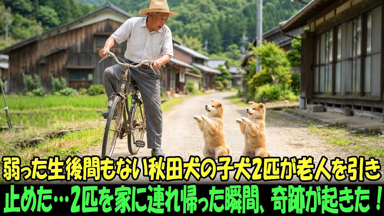【奇跡の実話】生まれたばかりの秋田犬の子犬2匹が、突然老人の行く手を阻み、助けを求めてきた…。2匹を家に連れ帰った瞬間、奇跡が起きた！