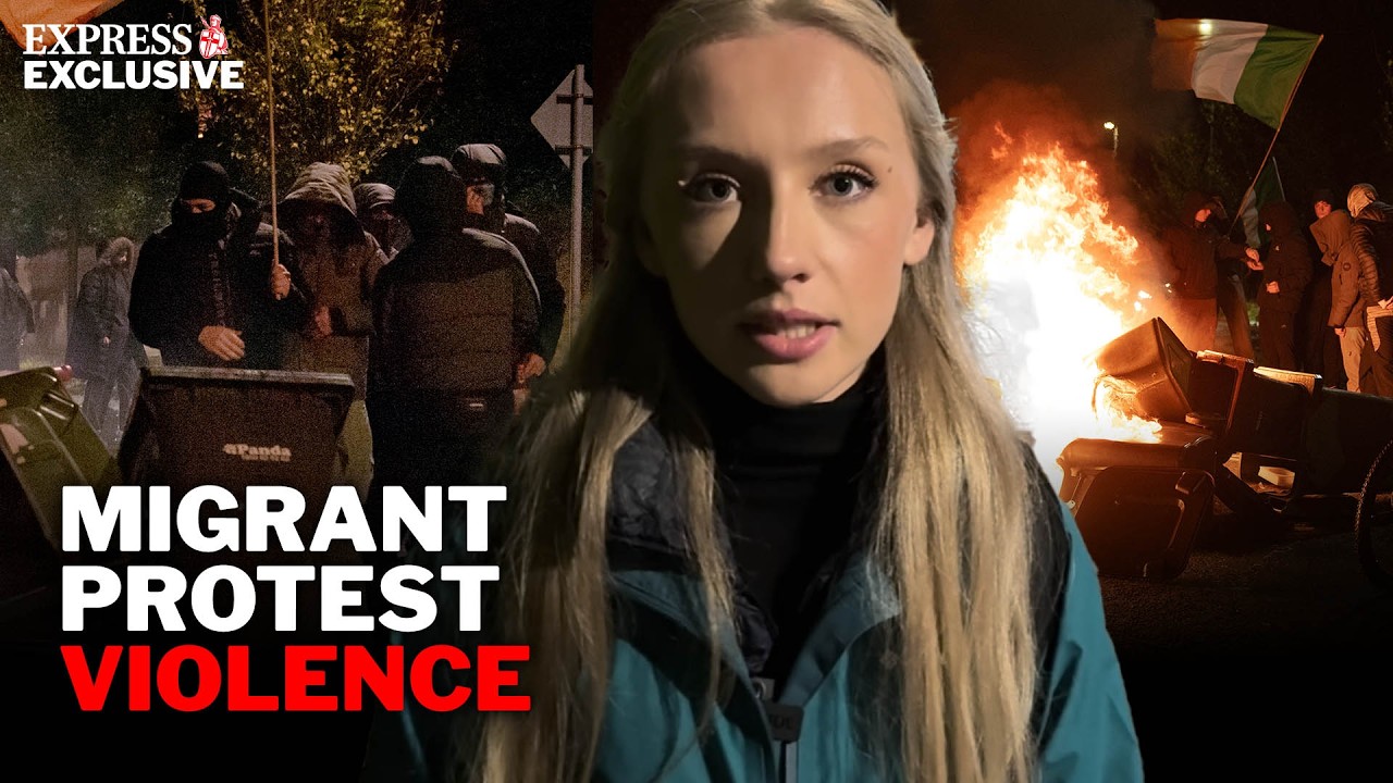 Express reporter FLEES as Dublin migrant hotel protest turns violent