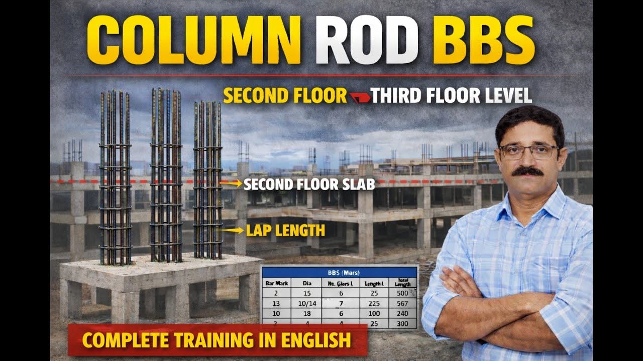 Column BBS Training | Second Floor to Third Floor Level | Step-by-Step Bar Bending Schedule