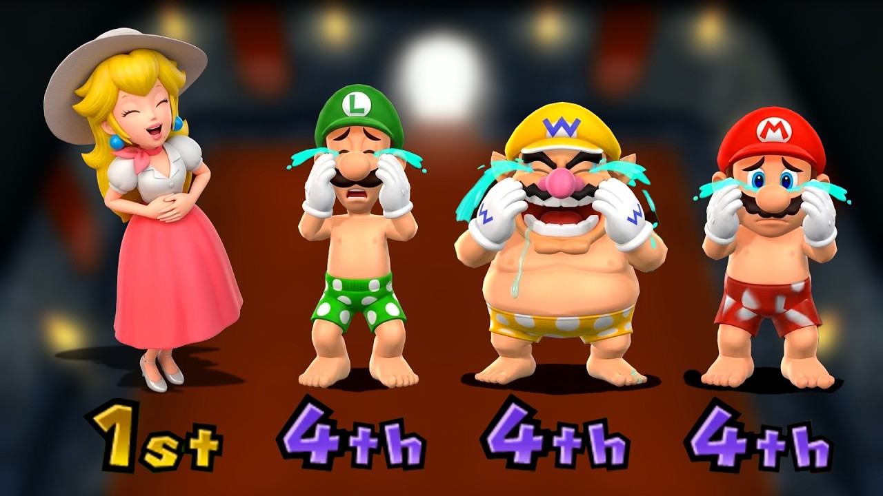 Mario Party 9 Ultimate 4 Player Minigames Battle! Peach Vs Mario Vs Luigi Vs Wario