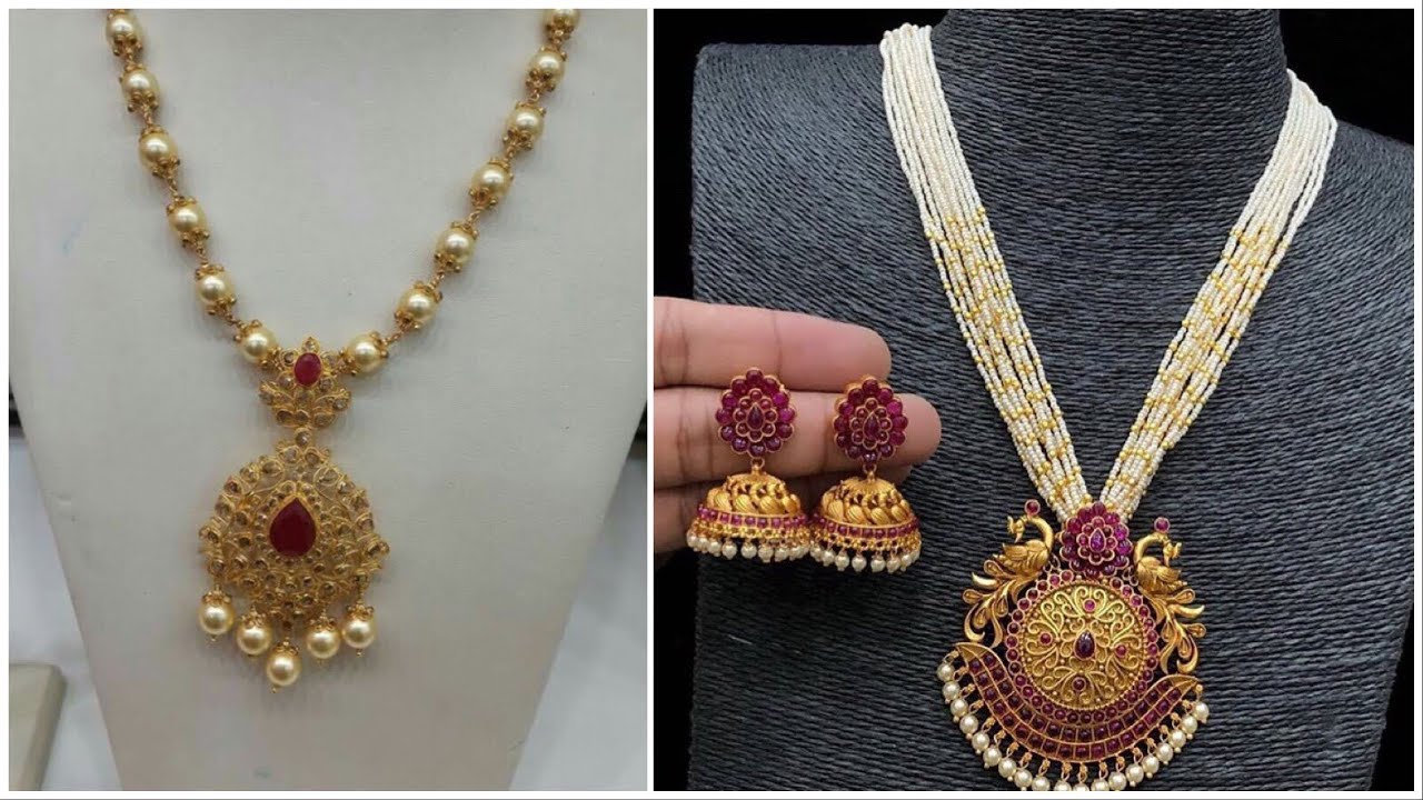 Latest Pearls chains and necklaces||Simple and trendy look Designer chain collection||party wear2019