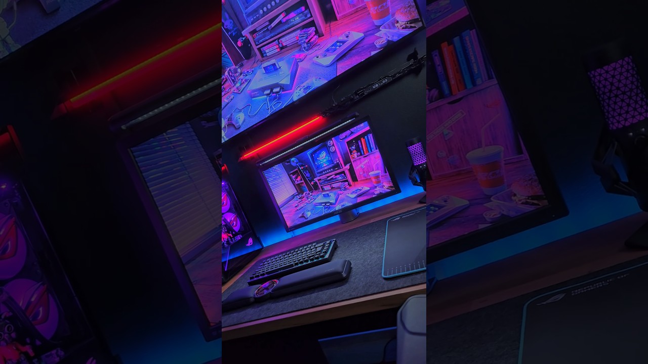 ℝ𝕆𝔾 𝔸𝕌ℝ𝔸 𝕄𝕆ℕ𝕀𝕋𝕆ℝ 𝕃𝕀𝔾ℍ𝕋 𝔹𝔸ℝ 💡 #asus #asusrog #rog #desksetup #setup #pc #pcgaming