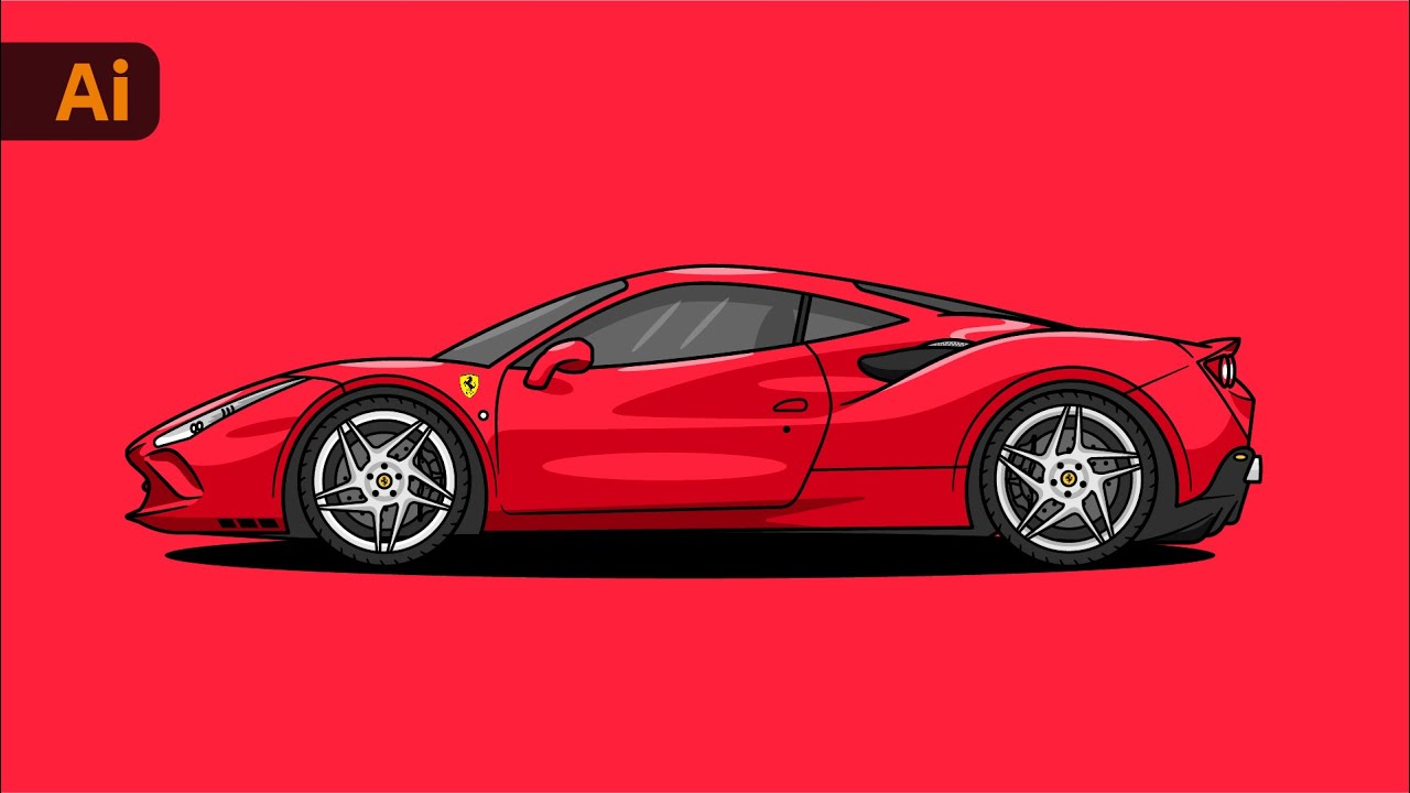 Adobe Illustrator Tutorial - How to Draw Flat Vector Car Illustration