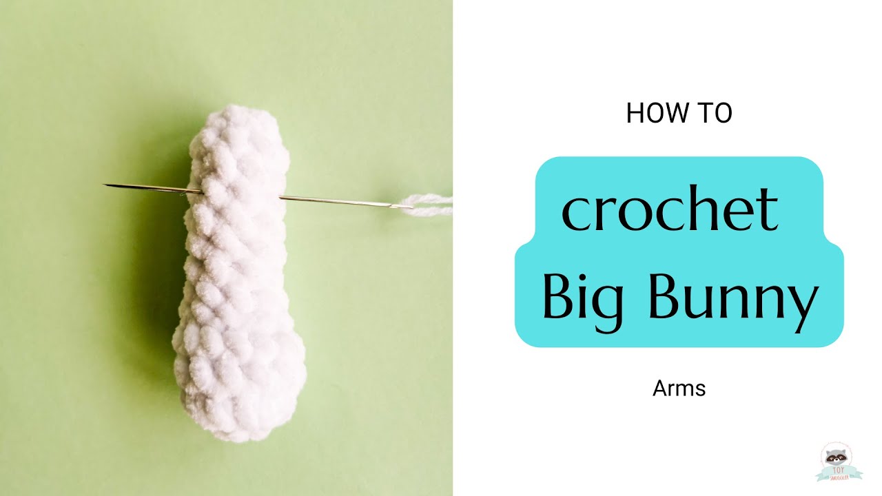7. Big Bunny - Arms. Crochet pattern to an Amigurumi bunny. FREE toy pattern. Made with velvet yarn